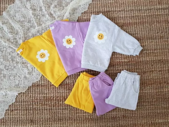 Moran - Korean Baby Fashion - #babyfever - Daisy Smile Top Bottom Set - 6