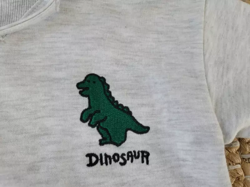 Moran - Korean Baby Fashion - #babyfever - Dino Embroidery Bodysuit with Hat - 5