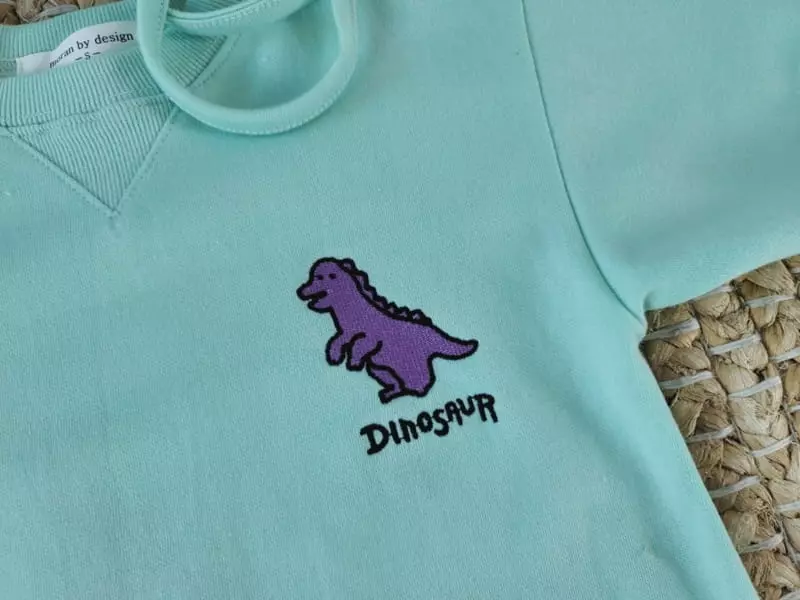 Moran - Korean Baby Fashion - #babygirlfashion - Dino Embroidery Bodysuit with Hat - 6