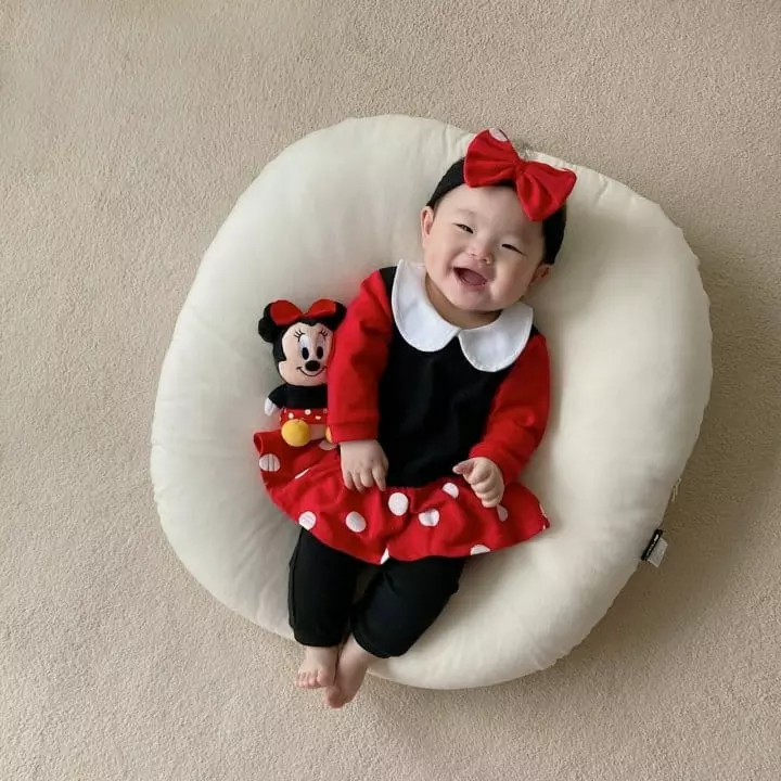 Moran - Korean Baby Fashion - #babyoutfit - Collar Mini Bodysuit with hairband - 2