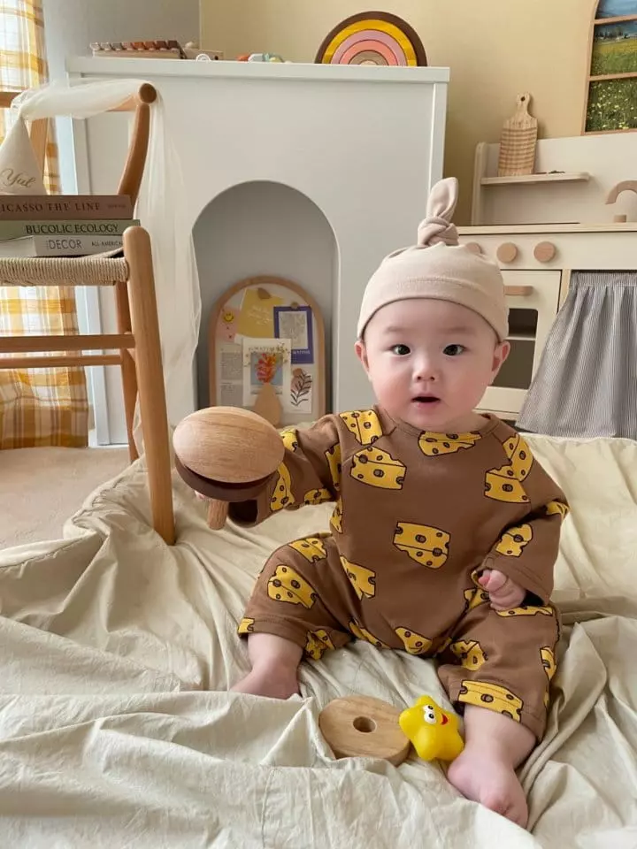 Moran - Korean Baby Fashion - #onlinebabyboutique - Cheese Bodysuit