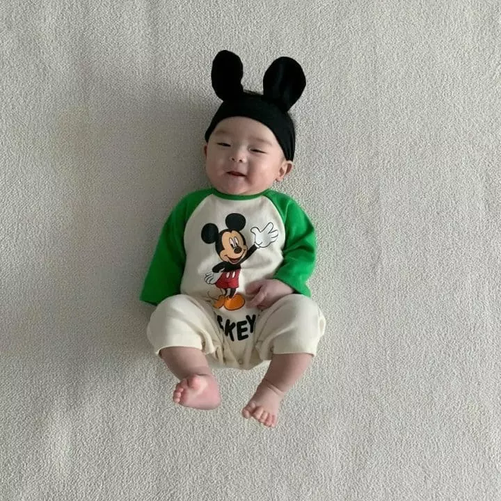 Moran - Korean Baby Fashion - #onlinebabyshop - Hi Mickey Bodysuit with Hairband - 4