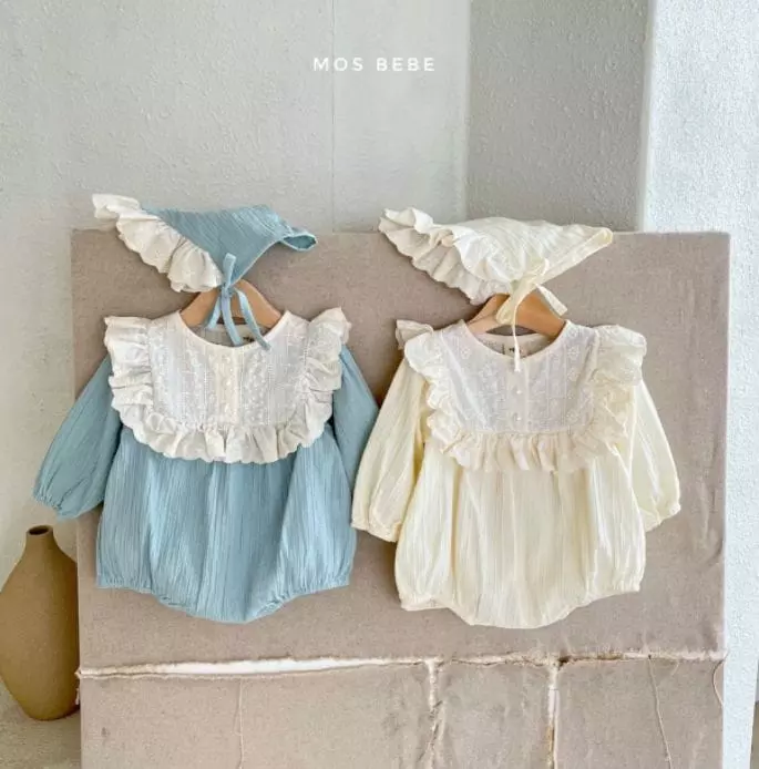 Mos Bebe - Korean Baby Fashion - #babyboutique - Rose Frill Bodysuit with Hat - 12
