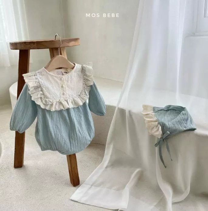 Mos Bebe - Korean Baby Fashion - #babyfashion - Rose Frill Bodysuit with Hat