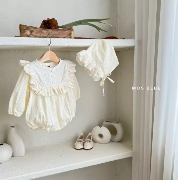 Mos Bebe - Korean Baby Fashion - #babyfever - Rose Frill Bodysuit with Hat - 2