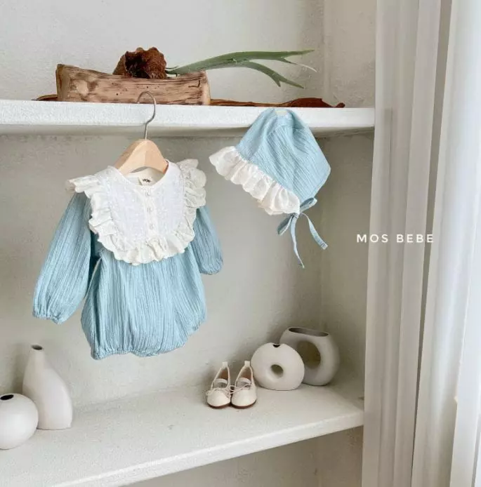 Mos Bebe - Korean Baby Fashion - #babygirlfashion - Rose Frill Bodysuit with Hat - 3