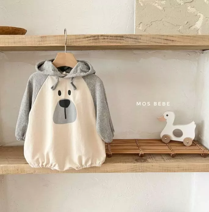 Mos Bebe - Korean Baby Fashion - #babygirlfashion - Bear Hoody Bodysuit - 2