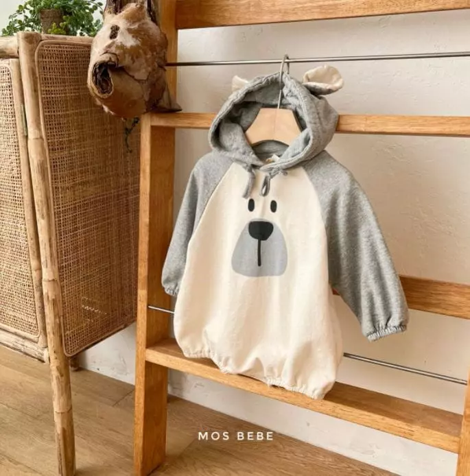 Mos Bebe - Korean Baby Fashion - #babylifestyle - Bear Hoody Bodysuit - 3