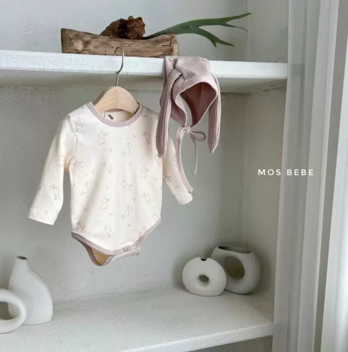 Mos Bebe - Korean Baby Fashion - #babylifestyle - Rabbit Bodysuit with Hat - 2