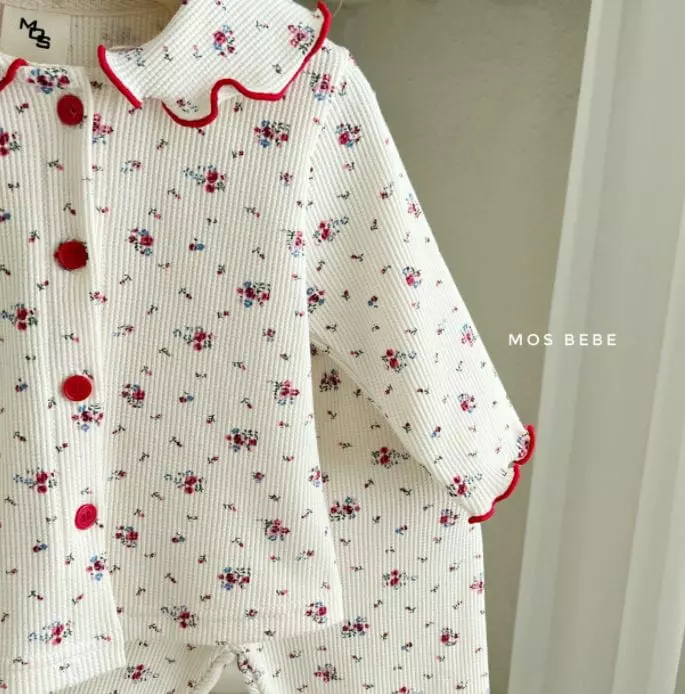 Mos Bebe - Korean Baby Fashion - #babyootd - Semi Collar Top Bottom Set