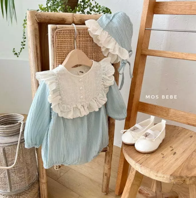 Mos Bebe - Korean Baby Fashion - #babyootd - Rose Frill Bodysuit with Hat - 6