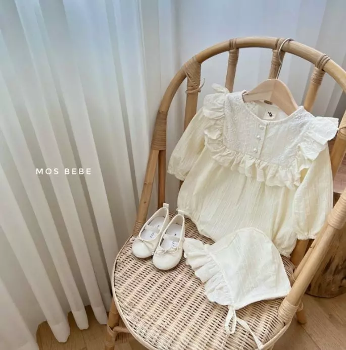 Mos Bebe - Korean Baby Fashion - #babyoutfit - Rose Frill Bodysuit with Hat - 8
