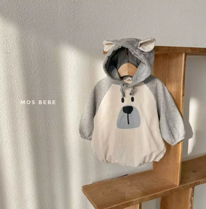 Mos Bebe - Korean Baby Fashion - #babyoutfit - Bear Hoody Bodysuit - 6
