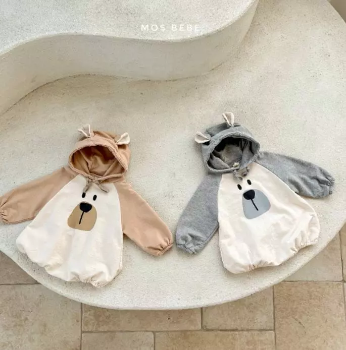 Mos Bebe - Korean Baby Fashion - #babyoutfit - Bear Hoody Bodysuit - 7