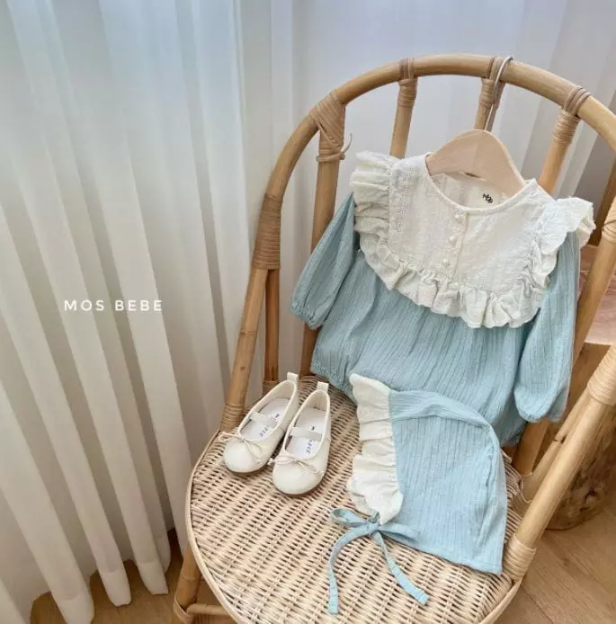 Mos Bebe - Korean Baby Fashion - #babywear - Rose Frill Bodysuit with Hat - 9