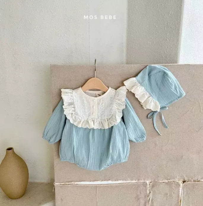Mos Bebe - Korean Baby Fashion - #onlinebabyshop - Rose Frill Bodysuit with Hat - 11