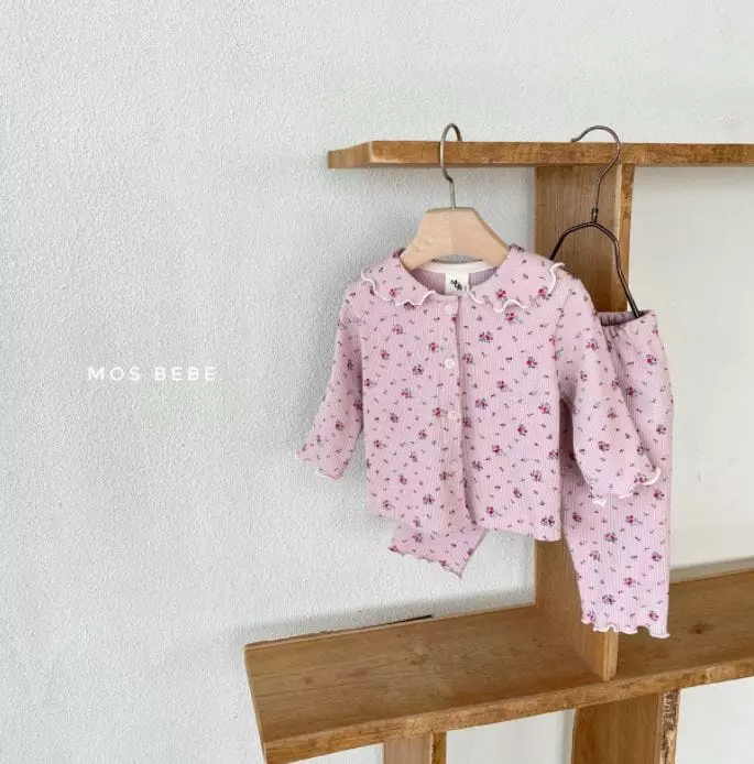 Mos Bebe - Korean Baby Fashion - #smilingbaby - Semi Collar Top Bottom Set - 7