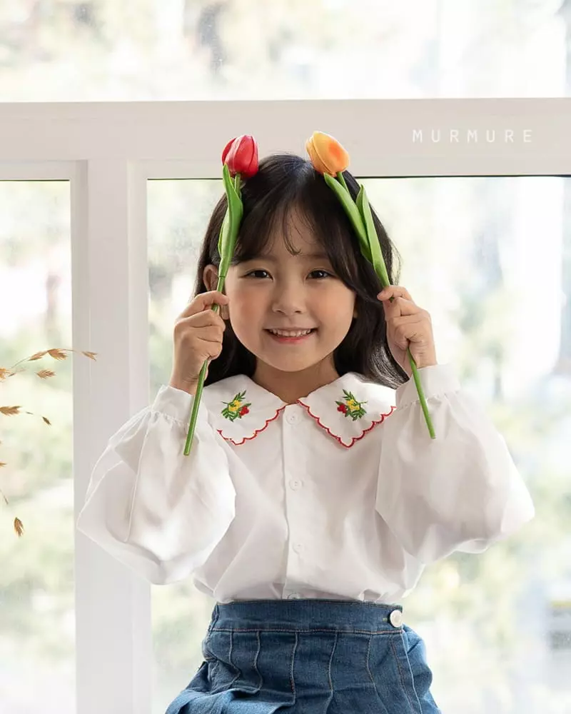 Murmure - Korean Children Fashion - #childofig - Embroidery Flower Blouse - 5