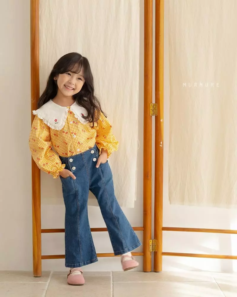Murmure - Korean Children Fashion - #magicofchildhood - Check Frill Blouse