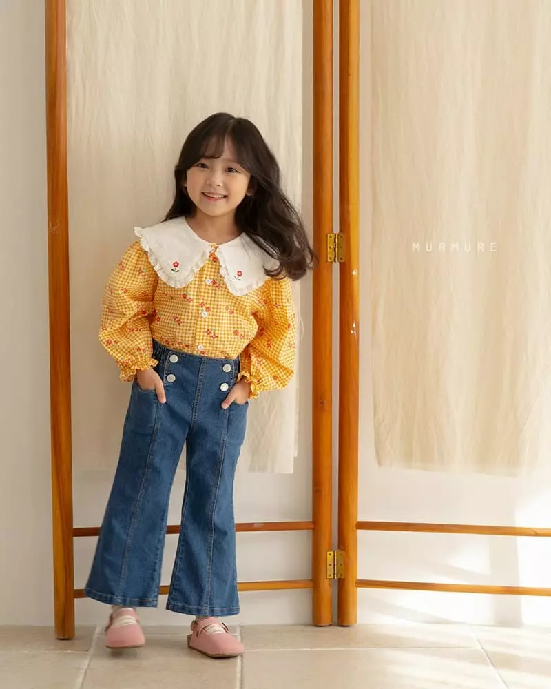 Murmure - Korean Children Fashion - #minifashionista - Check Frill Blouse - 2