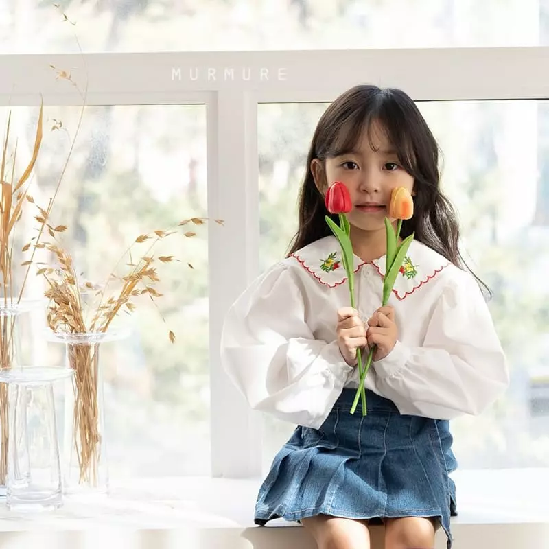 Murmure - Korean Children Fashion - #prettylittlegirls - Embroidery Flower Blouse