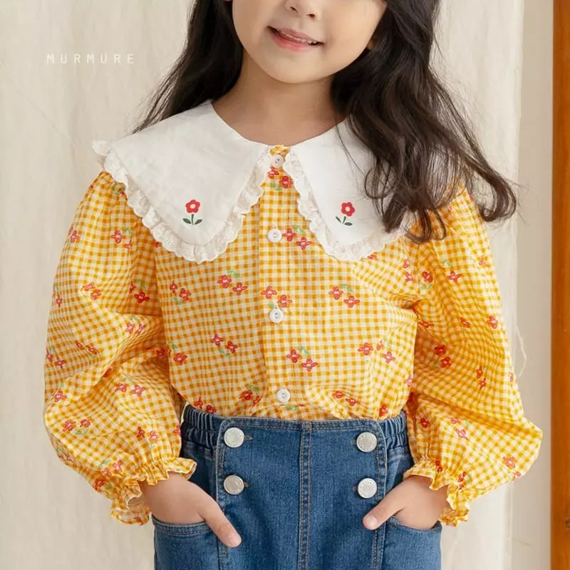 Murmure - Korean Children Fashion - #prettylittlegirls - Check Frill Blouse - 4