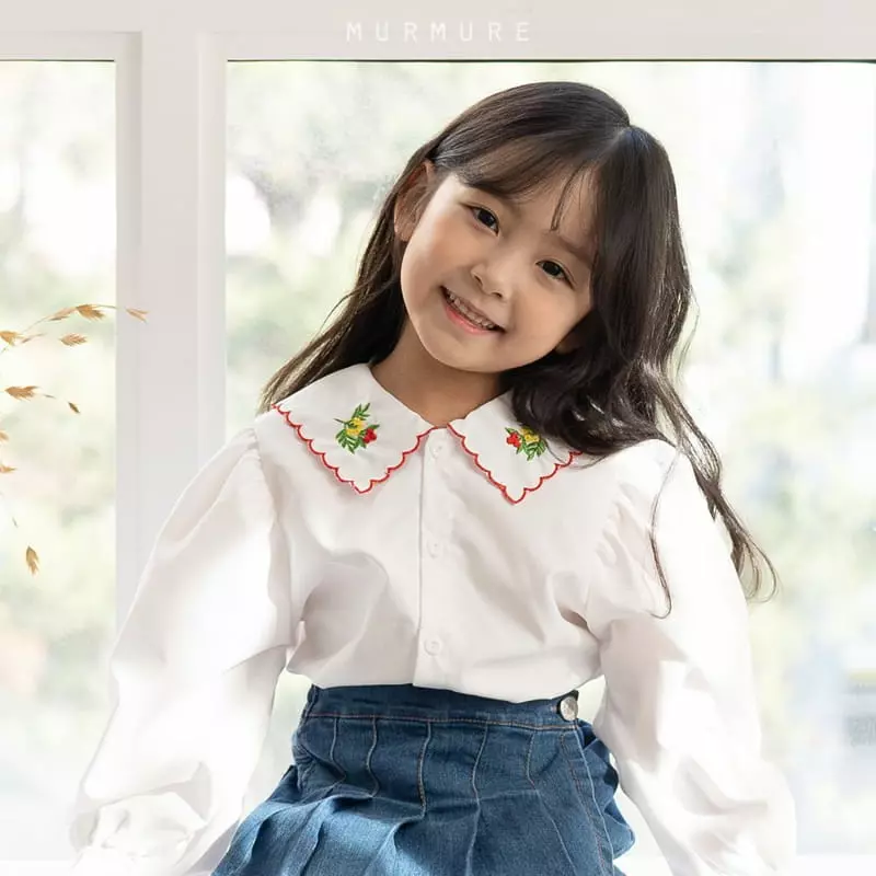 Murmure - Korean Children Fashion - #todddlerfashion - Embroidery Flower Blouse - 2