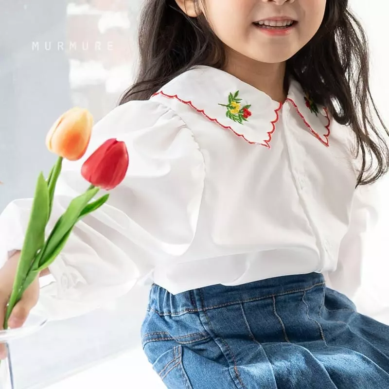 Murmure - Korean Children Fashion - #toddlerclothing - Embroidery Flower Blouse - 3