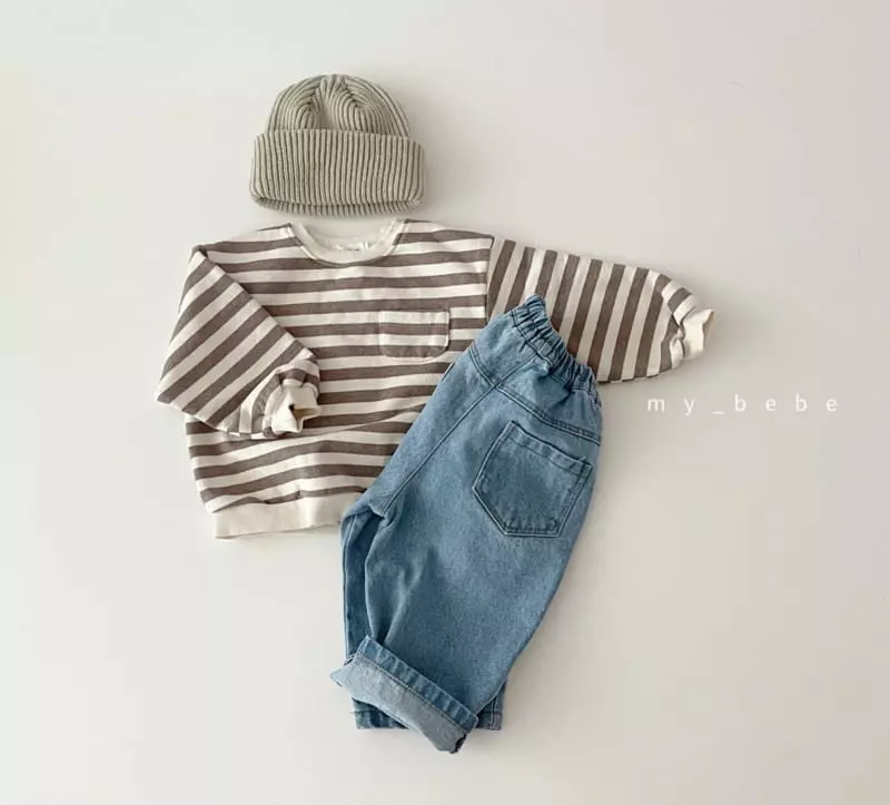 My Bebe - Korean Baby Fashion - #babyboutique - Circle Stripes Top Bottom Set - 7