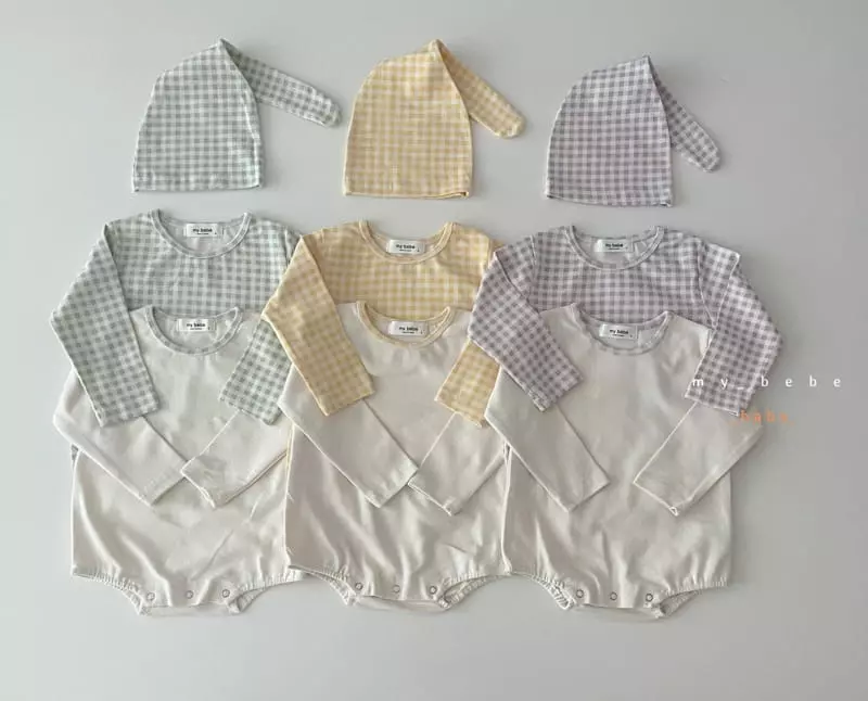 My Bebe - Korean Baby Fashion - #babyboutique - Bebe Hat Bodysuit Leggings Set - 2