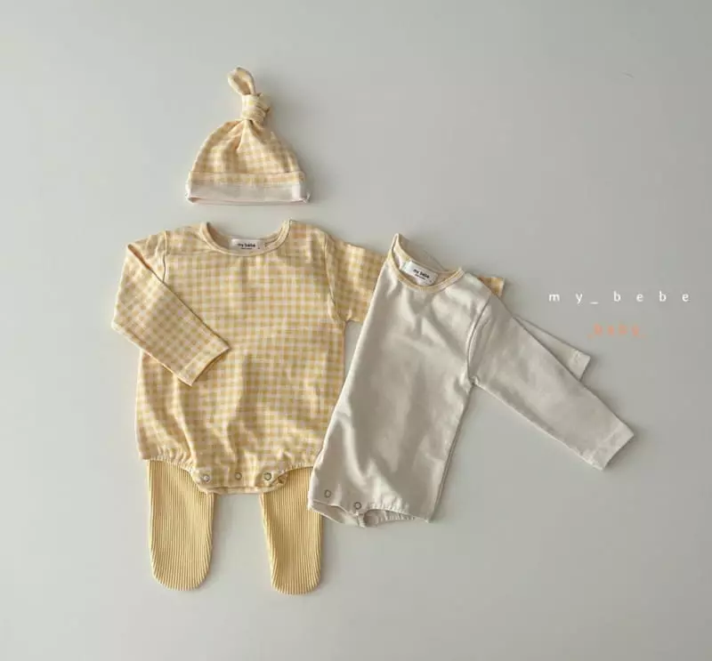 My Bebe - Korean Baby Fashion - #babyboutique - Bebe Hat Bodysuit Leggings Set - 4