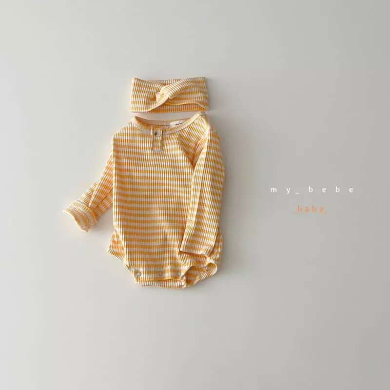 My Bebe - Korean Baby Fashion - #babyclothing - 22 Sticky Bodysuit with Hairband - 6