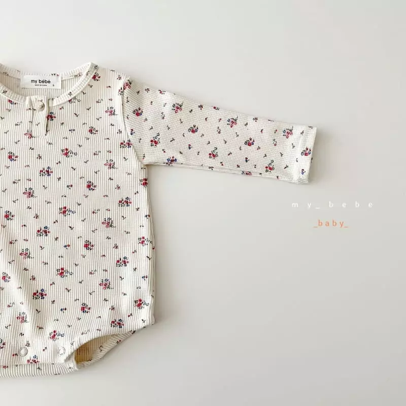 My Bebe - Korean Baby Fashion - #babyfever - Waffle Bodysuit with Hairband - 5