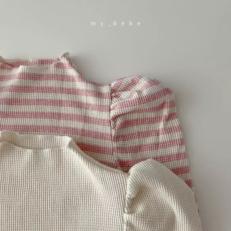 My Bebe - Korean Baby Fashion - #babyfever - Shirring Waffle Tee - 3