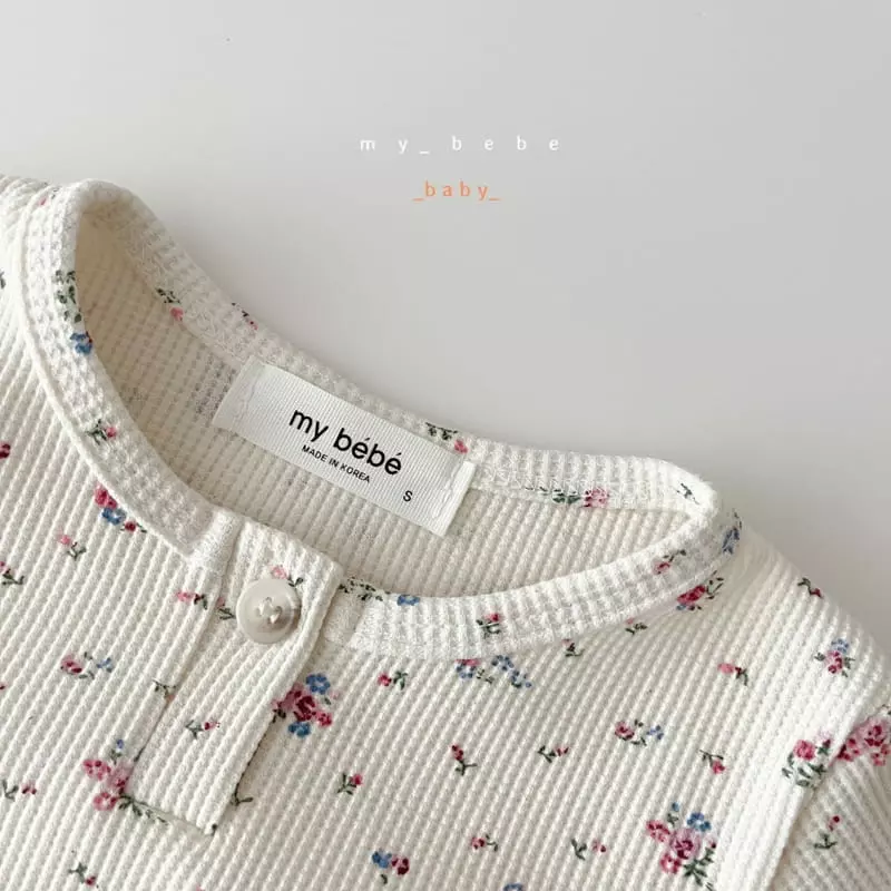 My Bebe - Korean Baby Fashion - #babygirlfashion - Waffle Bodysuit with Hairband - 6