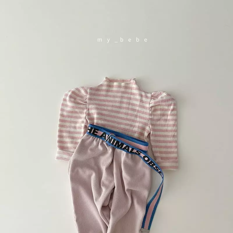 My Bebe - Korean Baby Fashion - #babyfever - Shirring Waffle Tee - 4