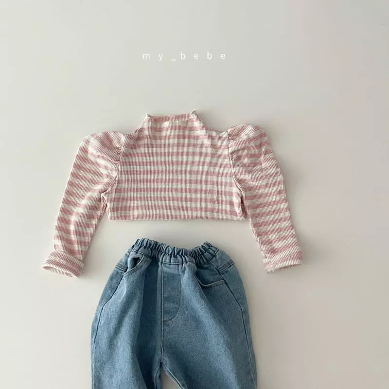 My Bebe - Korean Baby Fashion - #babyoninstagram - Shirring Waffle Tee - 6