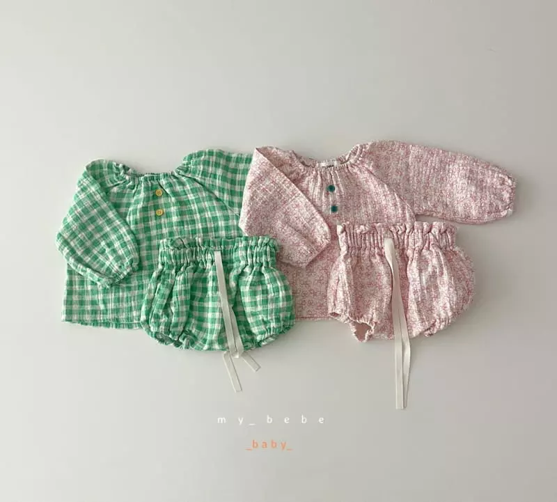My Bebe - Korean Baby Fashion - #babyoutfit - Honey Bloomer Top Set - 2