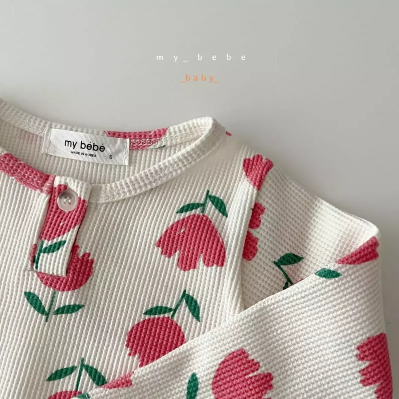 My Bebe - Korean Baby Fashion - #babyoutfit - Waffle Bodysuit with Hairband - 11