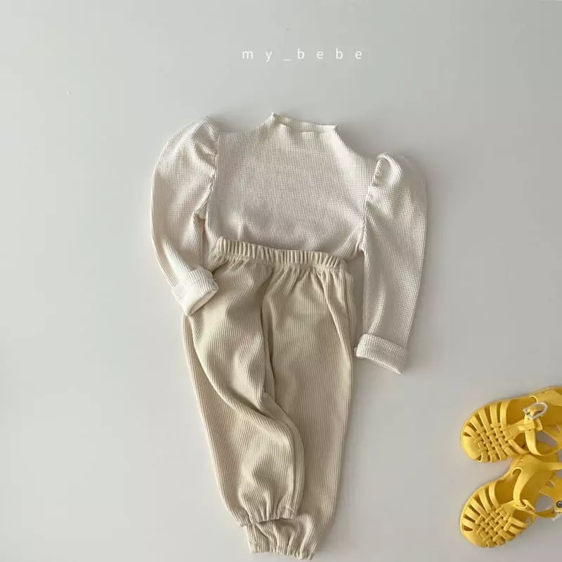 My Bebe - Korean Baby Fashion - #babywear - Shirring Waffle Tee - 10