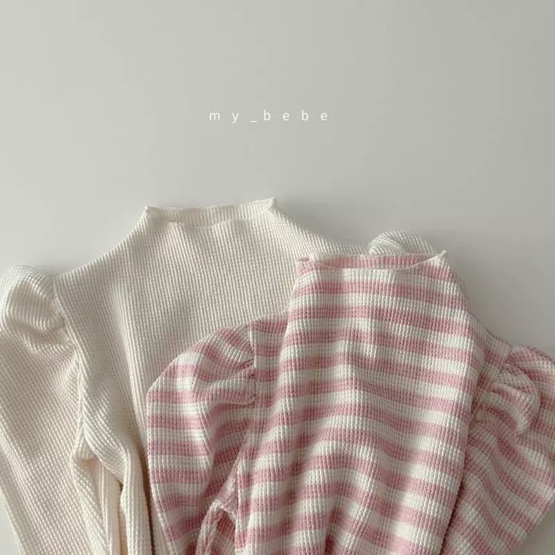 My Bebe - Korean Baby Fashion - #onlinebabyboutique - Shirring Waffle Tee - 11