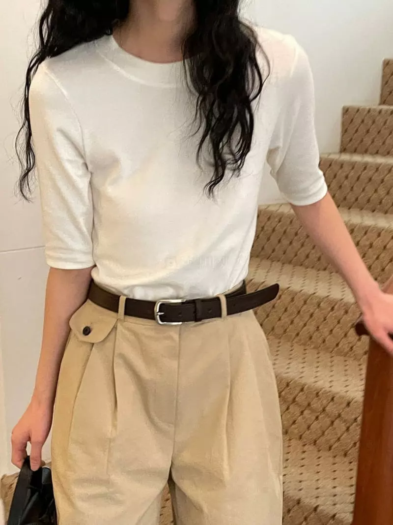 Nan - Korean Women Fashion - #momslook - Soft Slim Half-Tee - 3