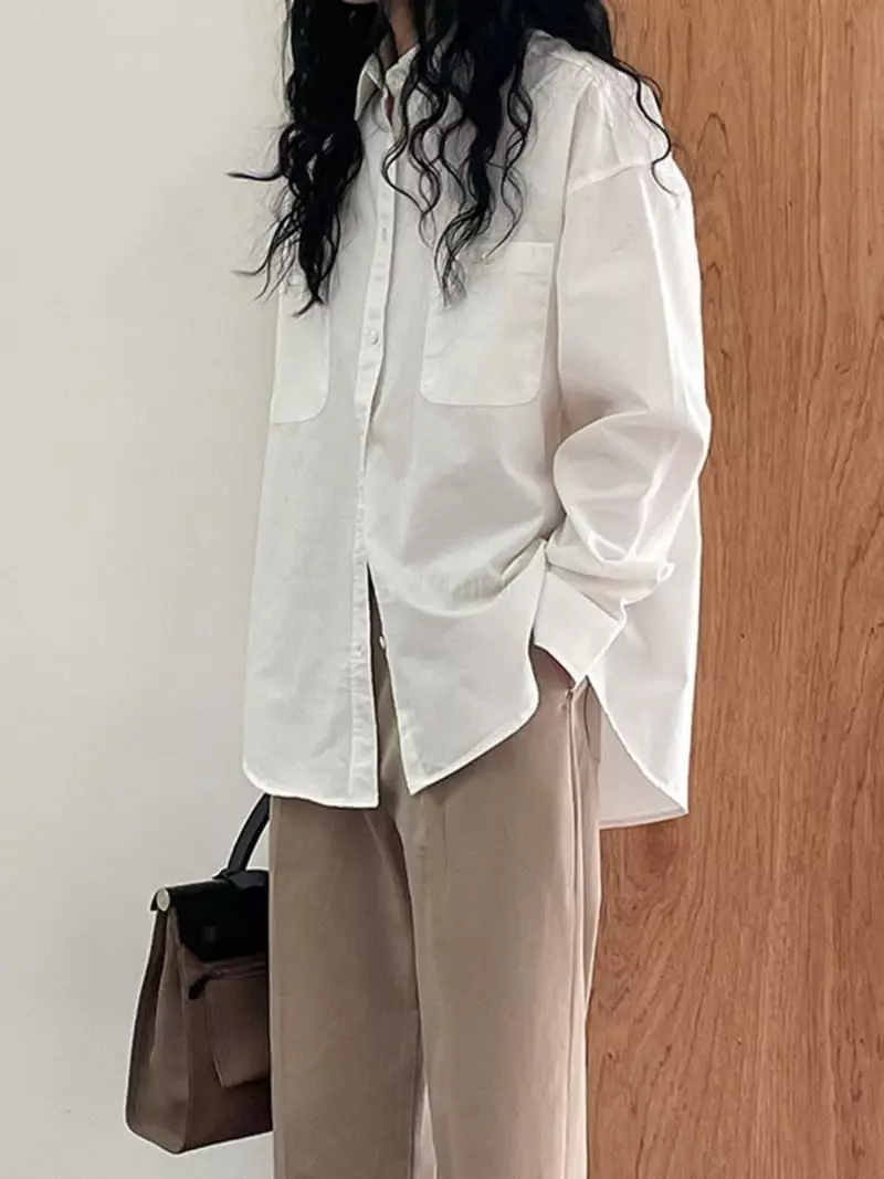 Nan - Korean Women Fashion - #momslook - Pocket Washing Shirt - 3