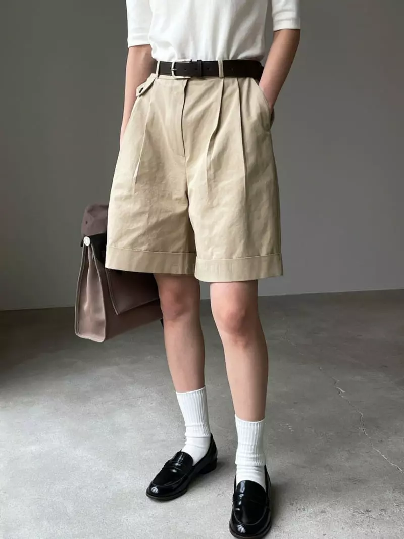 Nan - Korean Women Fashion - #restrostyle - Folder Cabra Shorts Pants