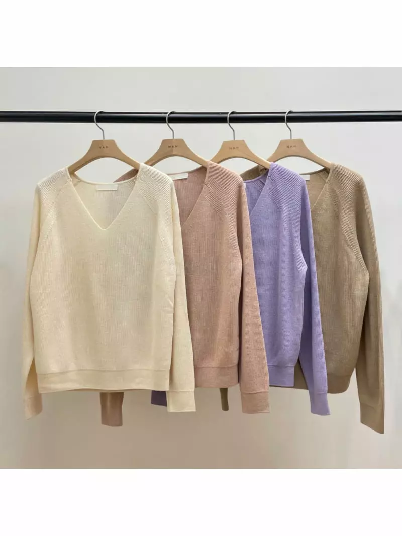 Nan - Korean Women Fashion - #momslook - Nizu V-neck Knit Tee - 4