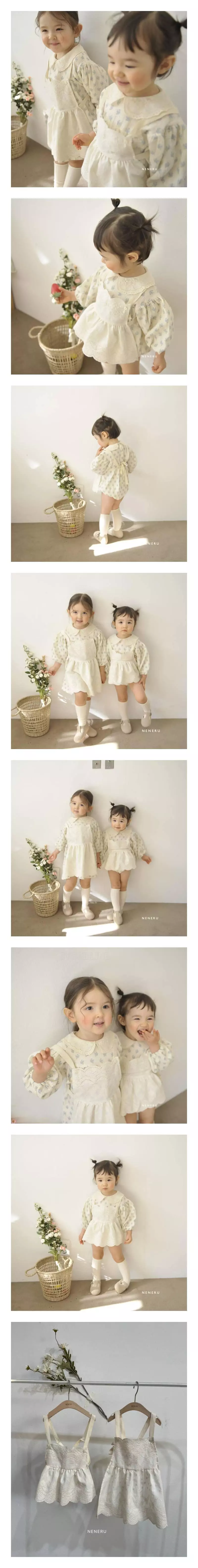 Neneru - Korean Baby Fashion - #onlinebabyshop - Bebe Kid Blooming Apron