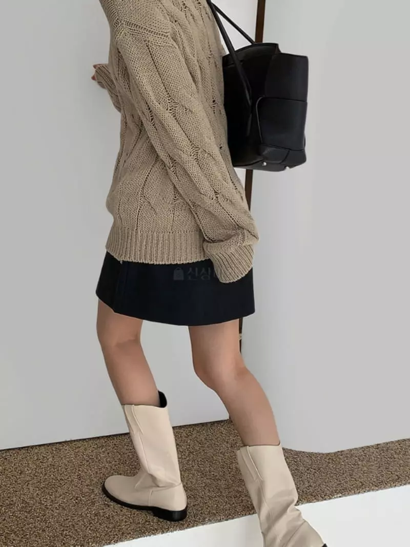 Neuf Nine - Korean Women Fashion - #restrostyle - Twisted Boxy Knit Tee - 3