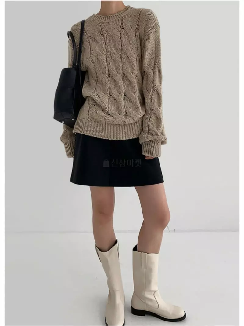 Neuf Nine - Korean Women Fashion - #restrostyle - Twisted Boxy Knit Tee - 4