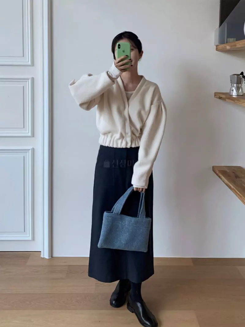 Neuf Nine - Korean Women Fashion - #vintageinspired - Twill Stitch Skirt - 2