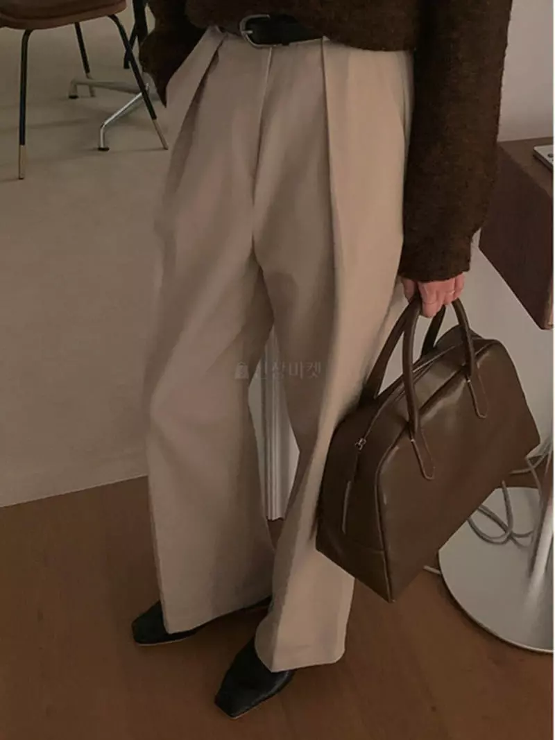 Neuf Nine - Korean Women Fashion - #womensfashion - Twill Pin Tuck pants - 3